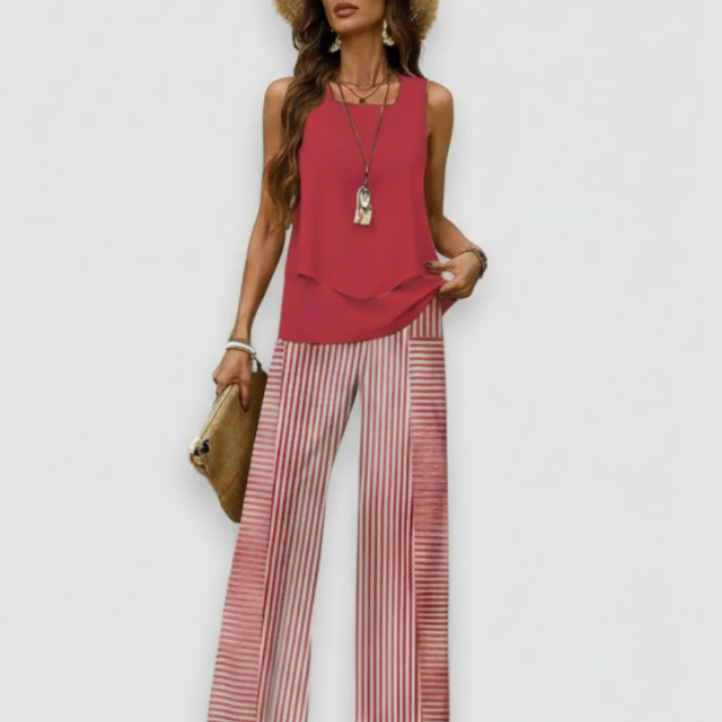 Sabrina | Women’s Spring Printed Wide-Leg Two Piece Set