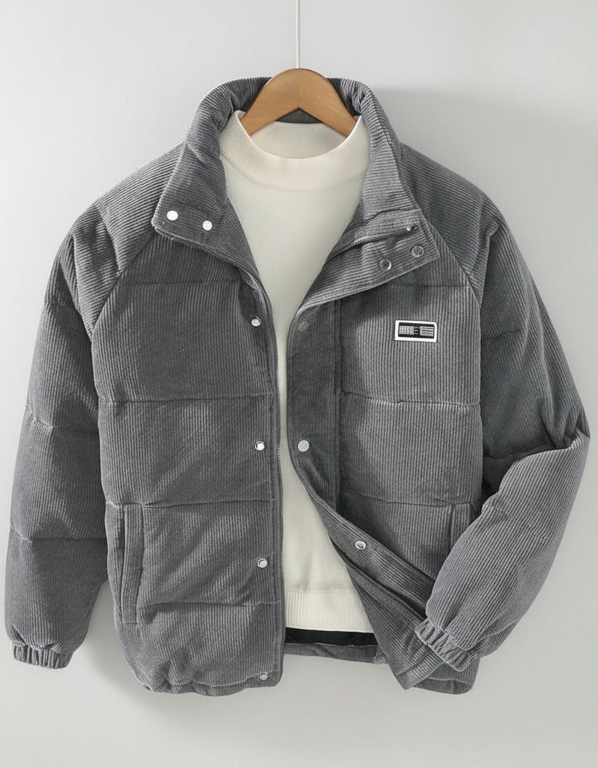 Miles | Men’s Collar Winter Jacket with Covered Buttons