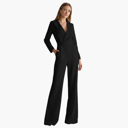 Vivienne | Women’s Long Sleeve Collared Wide-Leg Jumpsuit
