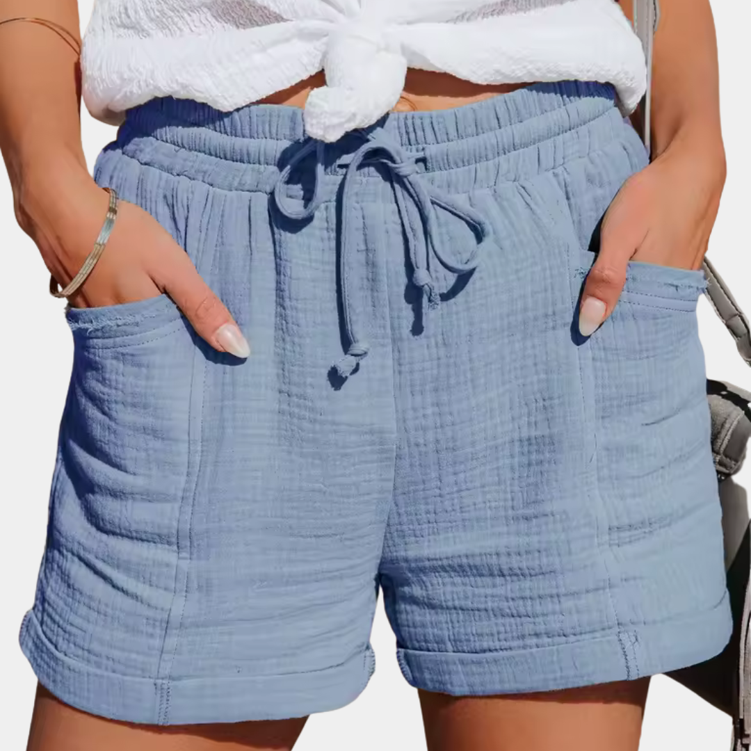 Arlette | Women’s Elegant Drawstring Linen Blend Shorts