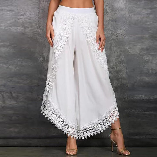 Blaire | Women’s Scalloped Hem Wide-Leg Trousers