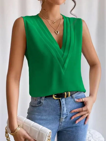 Celeste | Women’s Elegant Sleeveless V-Neck Top