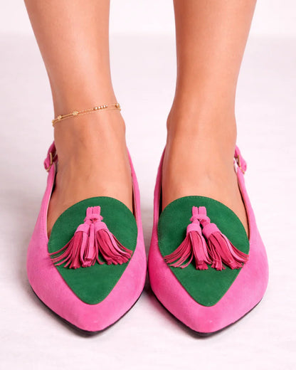 Karen | Women’s Colorblock Pointed Toe Slingback Loafers