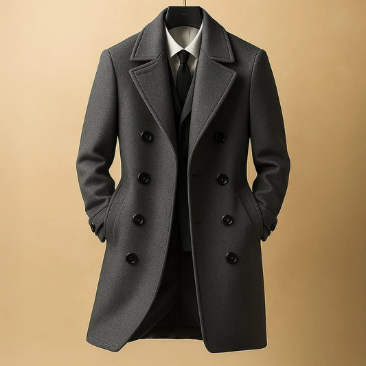 Nathan | Men’s Formal Double-Breasted Long Trench Coat