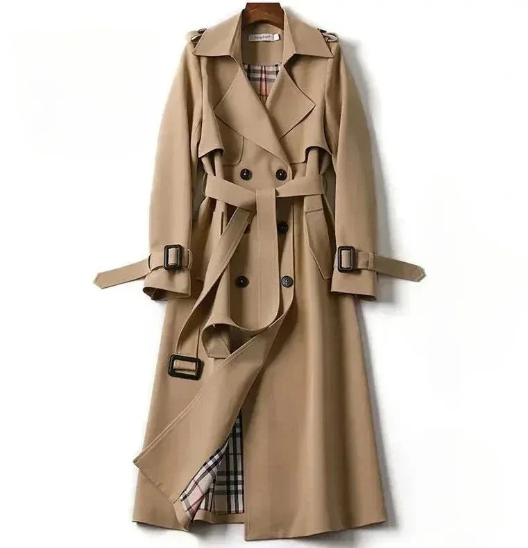 Camille | Women’s Winter Trench Coat with Shaped Waist and Button Front