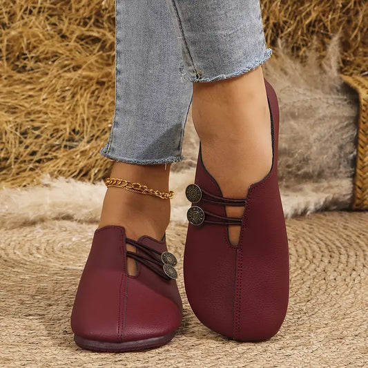Aubriella | Women’s Spring Casual Slip-On Button Orthopedic Flats