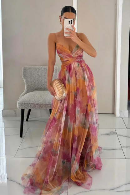 Arabella | Women’s Elegant Pleated Halter Maxi Dress