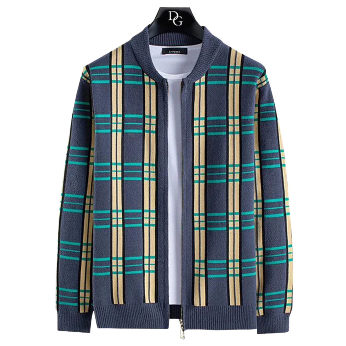 Bennett | Men’s Plaid Knit Cardigan with Zip Front
