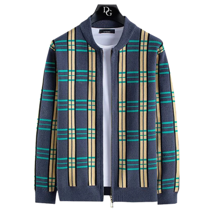 Bennett | Men’s Plaid Knit Cardigan with Zip Front