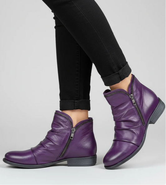 Violet | Women’s Leather Side-Zip Short Ankle Boots