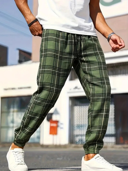 Grayson | Men’s Plaid Tapered Casual Trousers