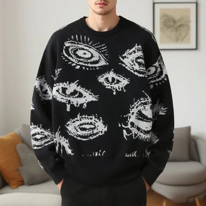 Caleb | Men’s Graphic Eye Knit Spring Sweater