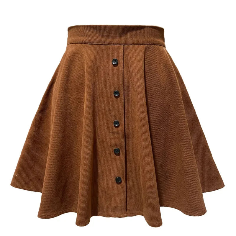 Lena | Women’s Corduroy Mini Skirt with Button Front