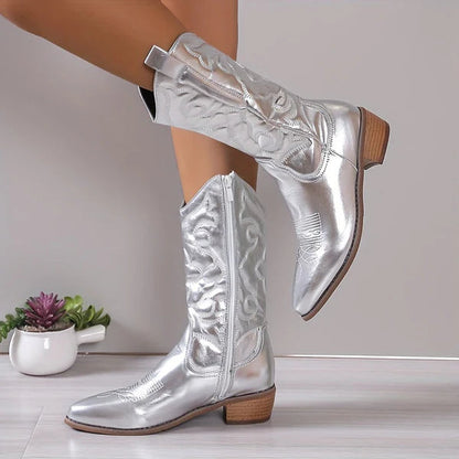 Jolie | Women’s Fashion Cowboy Boots in Shiny Metallic