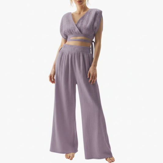 Lorelei | Women’s Two-Piece V-Neck Wide-Leg Jumpsuit Set