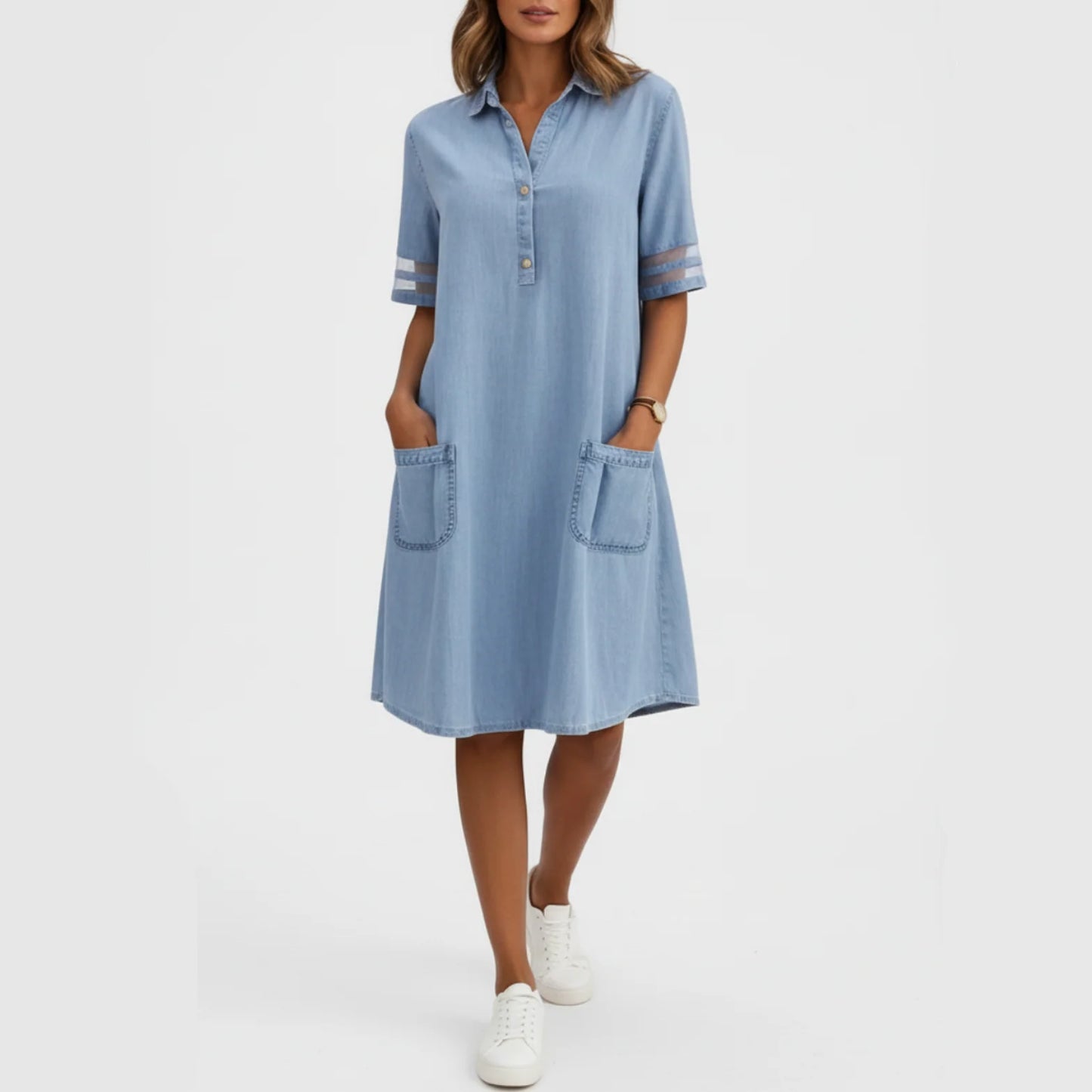 Cristelle | Women’s Figure Flattering Denim Midi Dress