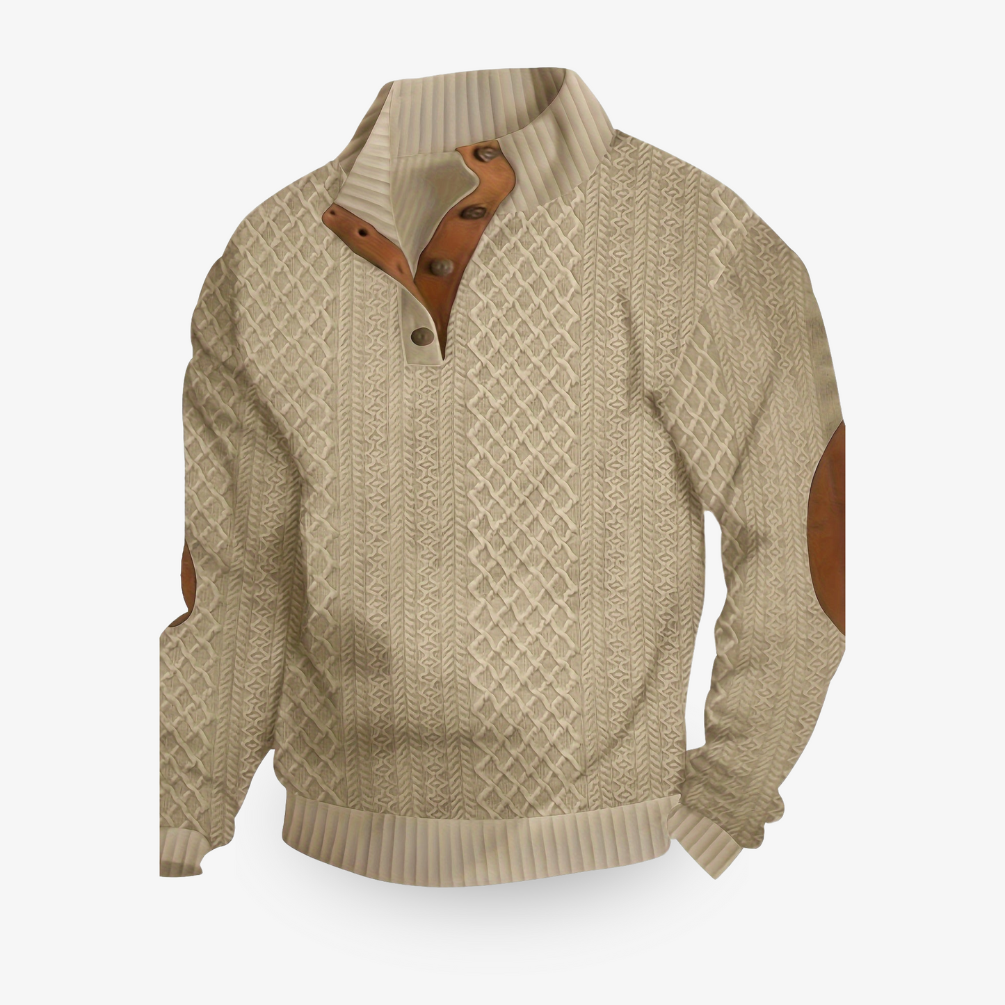 Carlo | Men’s Cable-Knit High Neck Sweater with Button Placket