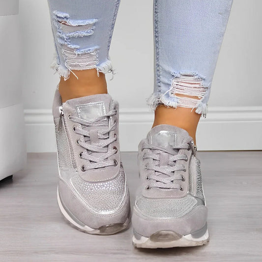Elowynne | Women’s Side-Zip Lace-Up Sneakers