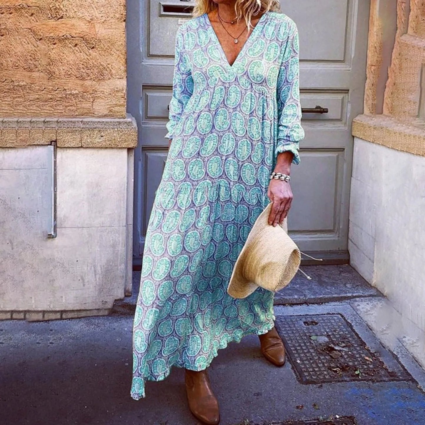 Joy | Women’s Geometric Maxi Dress with Flowing Silhouette