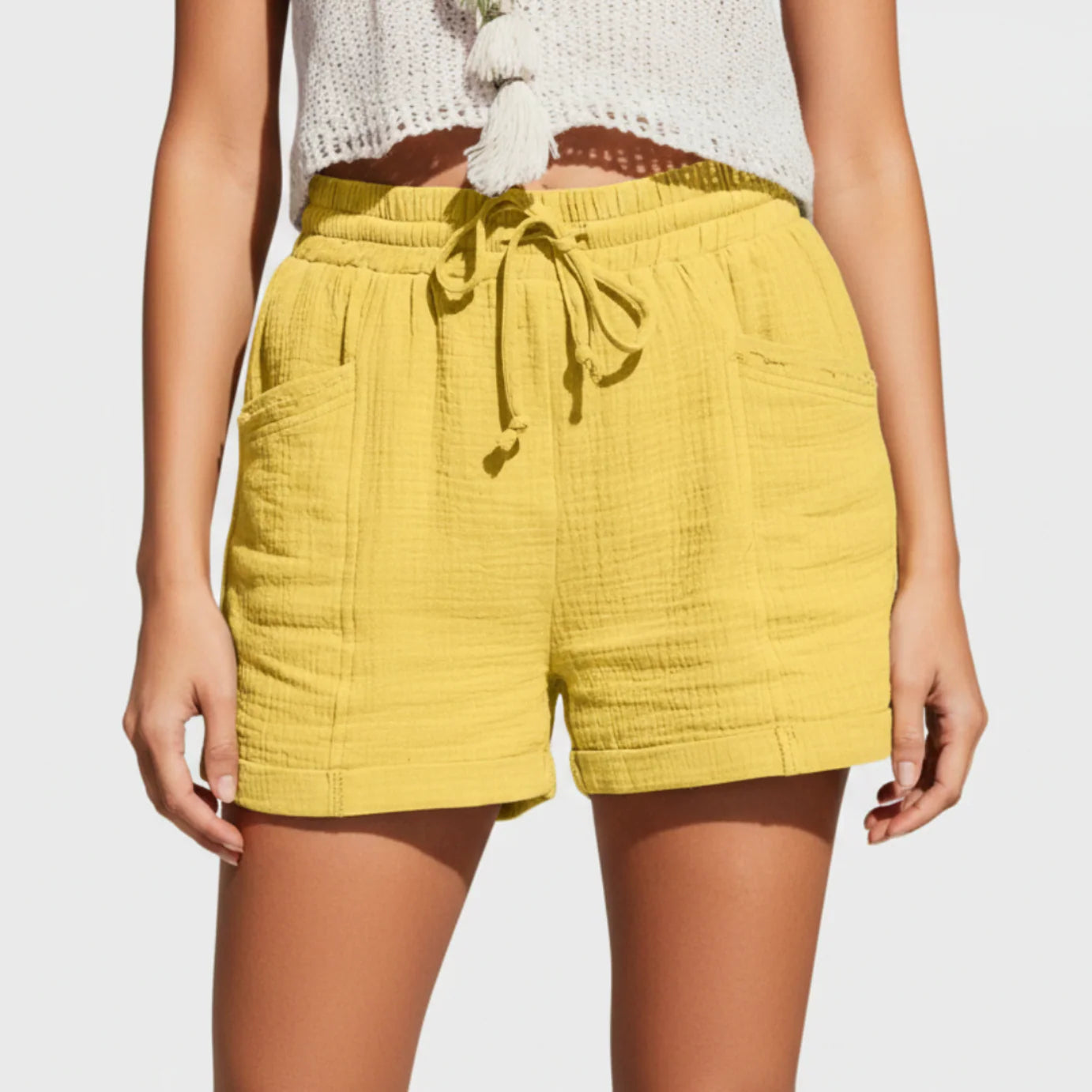 Arlette | Women’s Elegant Drawstring Linen Blend Shorts