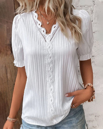 Fiona | Women’s Elegant Lace V-Neck Blouse