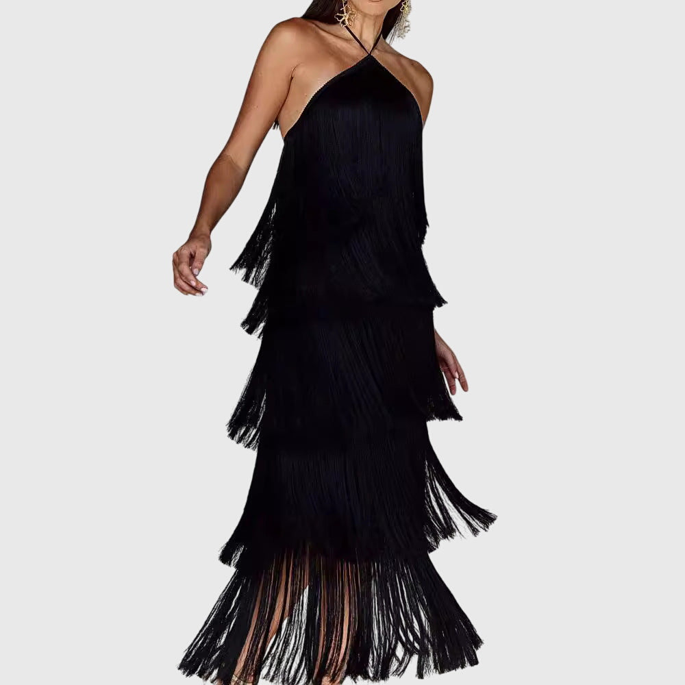 Christelle | Women’s Halter Fringe Tassel Party Dress