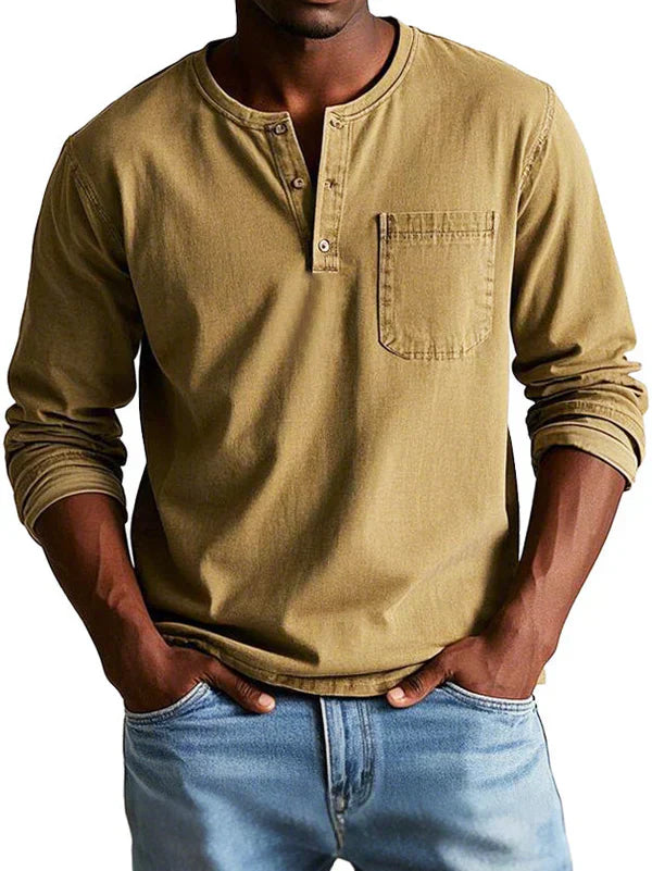Weston | Men’s Casual Long Sleeve Button Neck Shirt