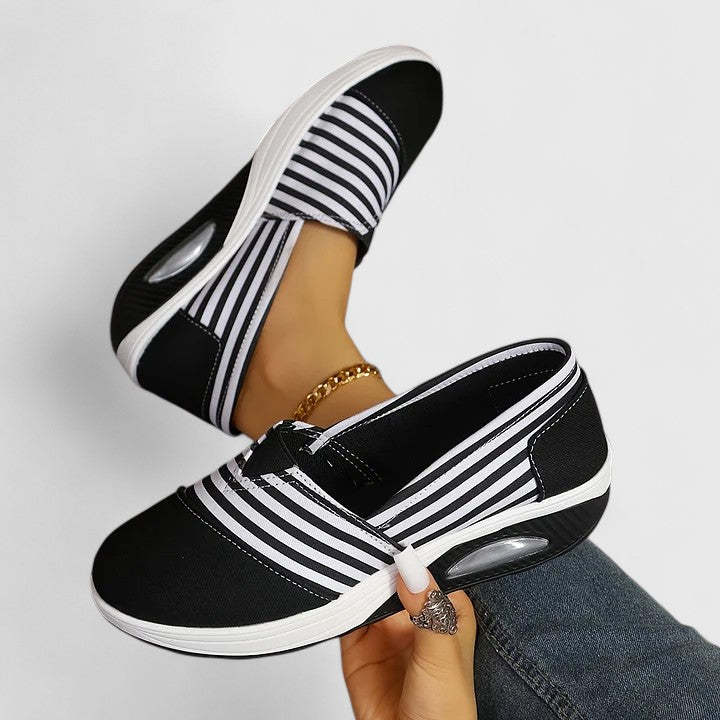 Julia | Women’s Orthopedic Striped Slip On Loafers
