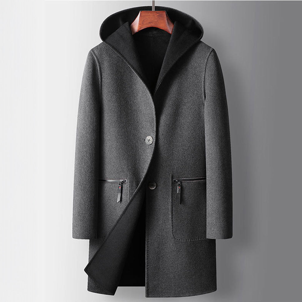 Aga | Men’s Mid-Length Hooded Reversible Wool Coat