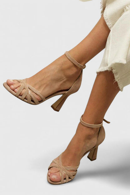 Ynna | Women’s Elegant Ankle Strap Block Heel Sandals