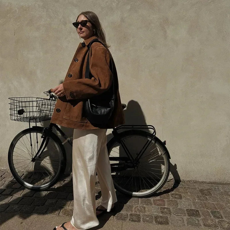 Elise | Women’s Elegant Suede Button-Up Jacket