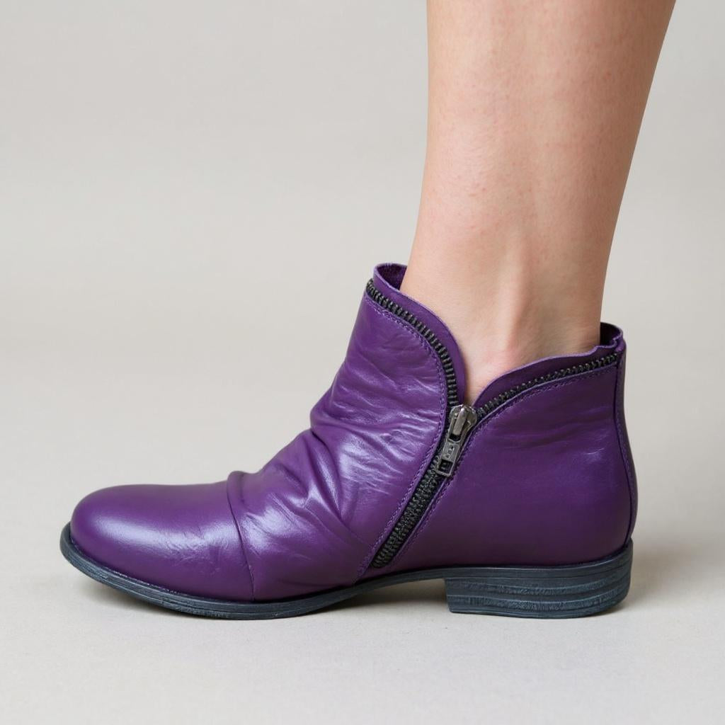 Violet | Women’s Leather Side-Zip Short Ankle Boots