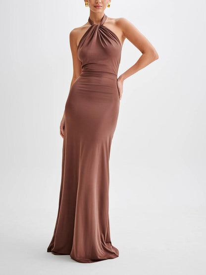 Lennox | Women’s Sophisticated Halter Neck Maxi Dress