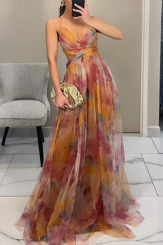 Arabella | Women’s Elegant Pleated Halter Maxi Dress