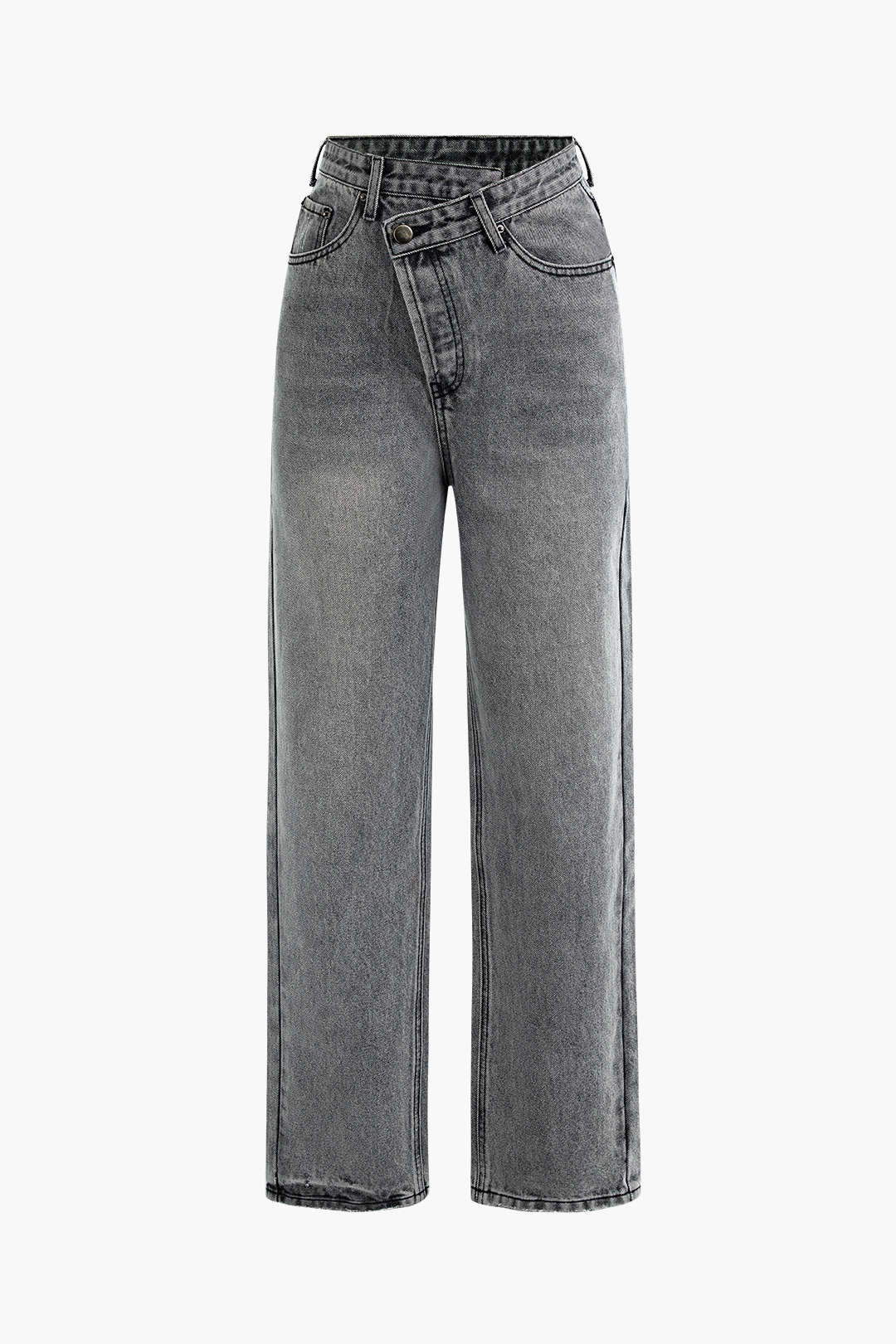 Minerva | Women’s Wide-Leg Denim Jeans with Asymmetric Waist Detail