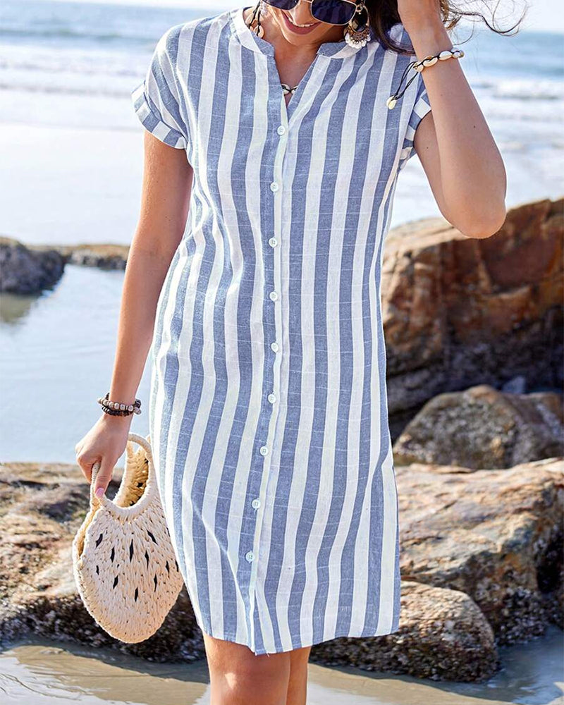 Clarissa | Women’s Striped Spring Midi Dress
