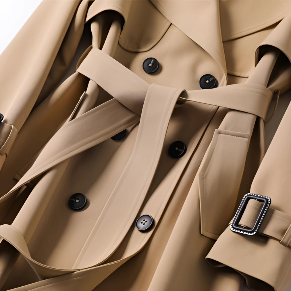 Camille | Women’s Winter Trench Coat with Shaped Waist and Button Front