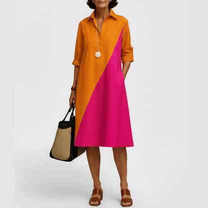 Bailey | Women’s Elegant Colorblock Shirt Midi Dress
