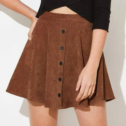 Lena | Women’s Corduroy Mini Skirt with Button Front