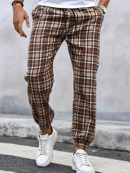Grayson | Men’s Plaid Tapered Casual Trousers