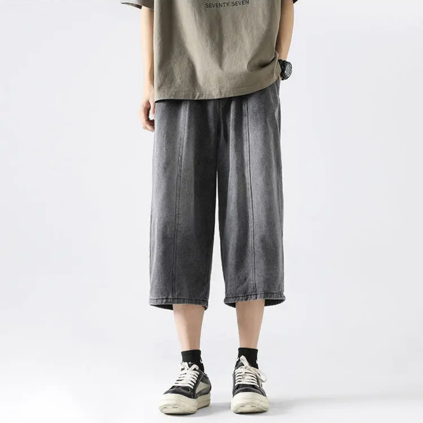 Mason | Men’s Wide-Leg Cropped Denim Shorts