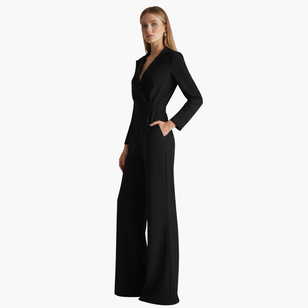 Vivienne | Women’s Long Sleeve Collared Wide-Leg Jumpsuit