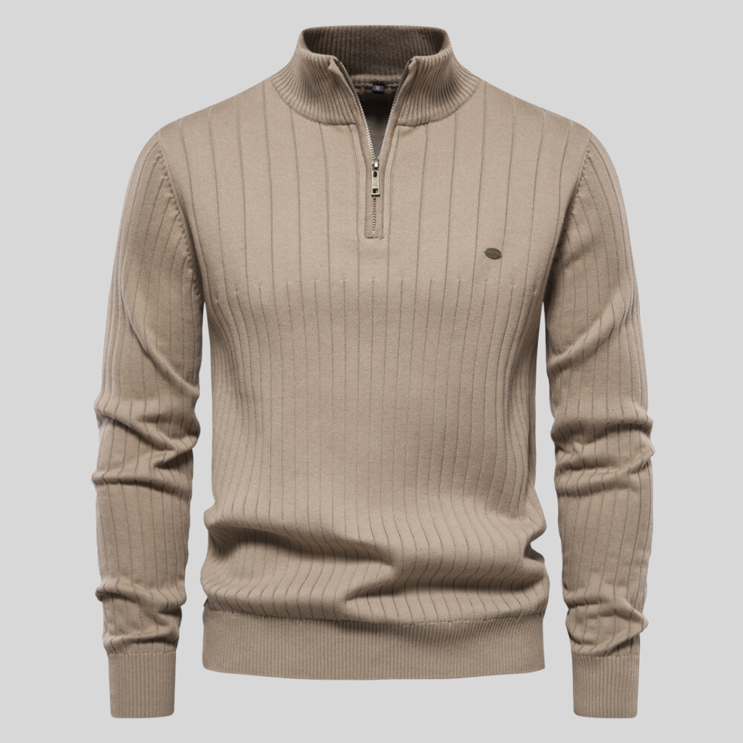 Logan | Men’s Winter Structured Ribbed Half-Zip Sweater