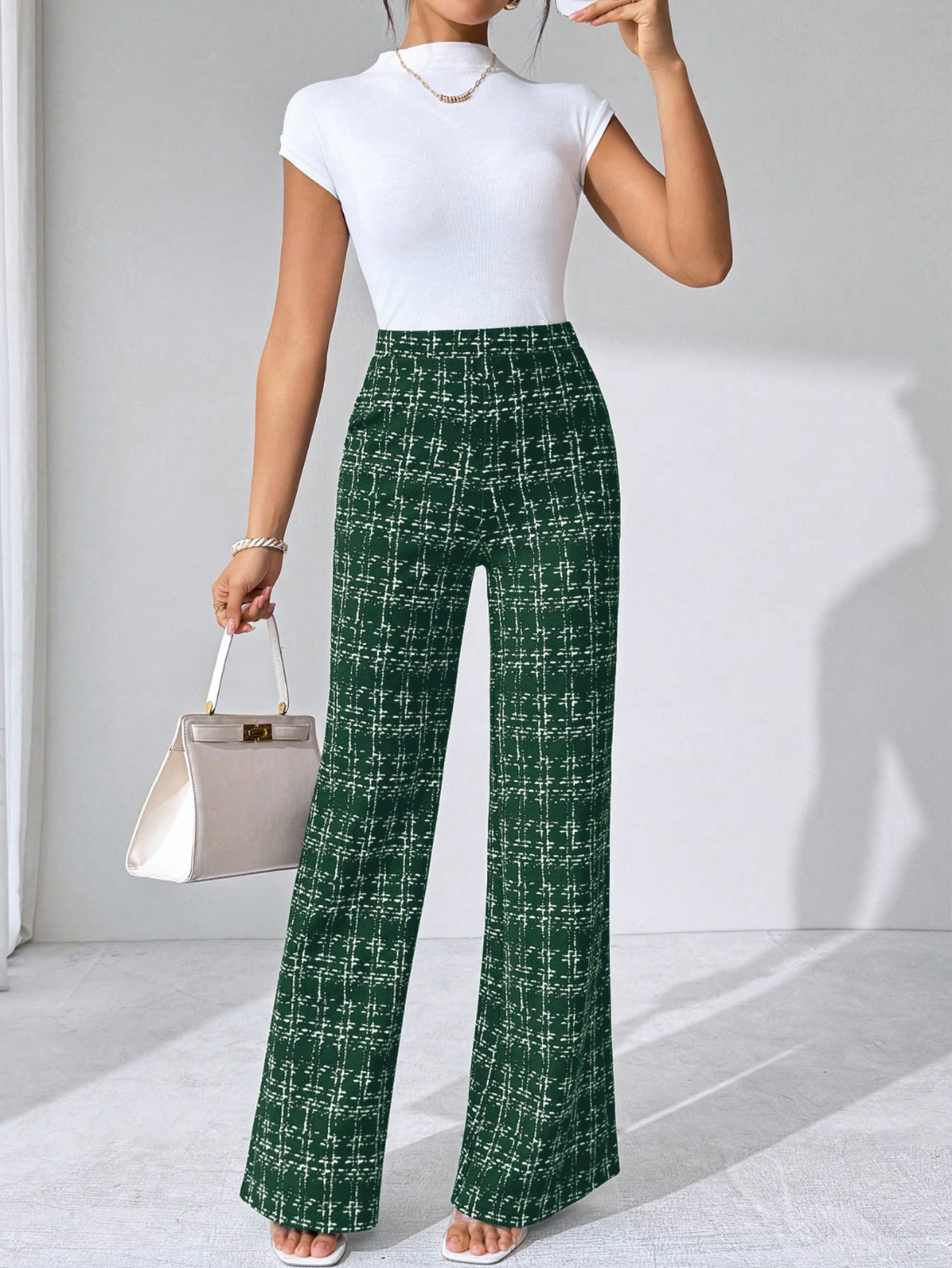 Danica | Women’s Tweed Plaid Flare Pants