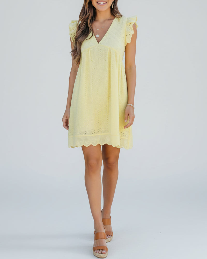 Ainsley | Women’s Eyelet V-Neck Summer Dress