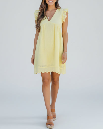 Ainsley | Women’s Eyelet V-Neck Summer Dress