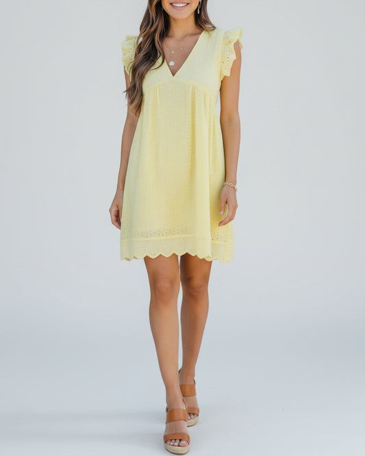 Ainsley | Women’s Eyelet V-Neck Summer Dress