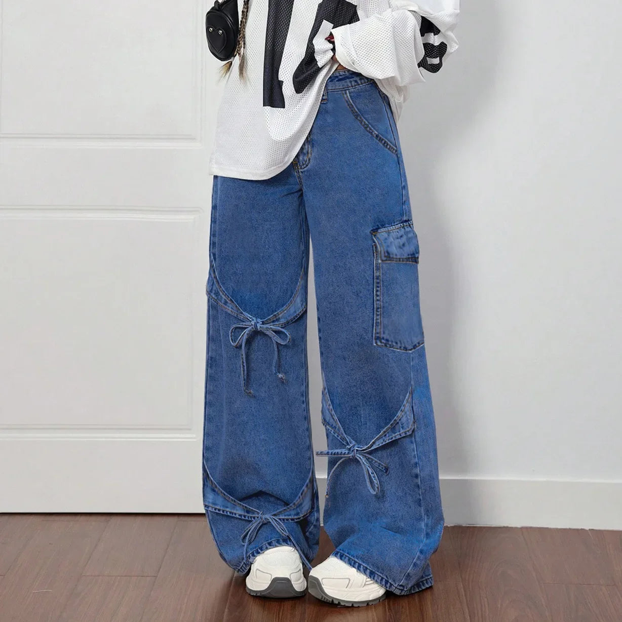 Harper | Women’s Wide-Leg Bow-Tie Denim Jeans