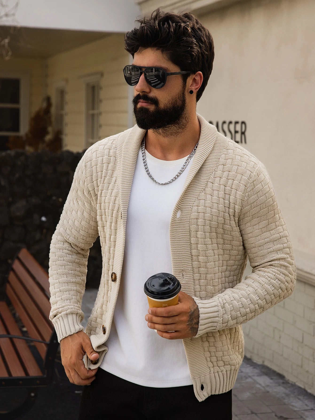Wyatt | Men’s Weave Knit Cardigan