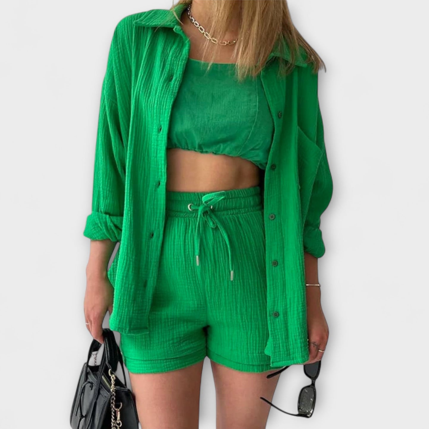 Primrose | Women’s Elegant Linen Shirt And Shorts Set